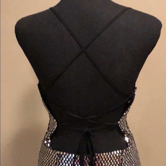 Silver and Black Liquid Sequin Dress - Picture 3 of 6